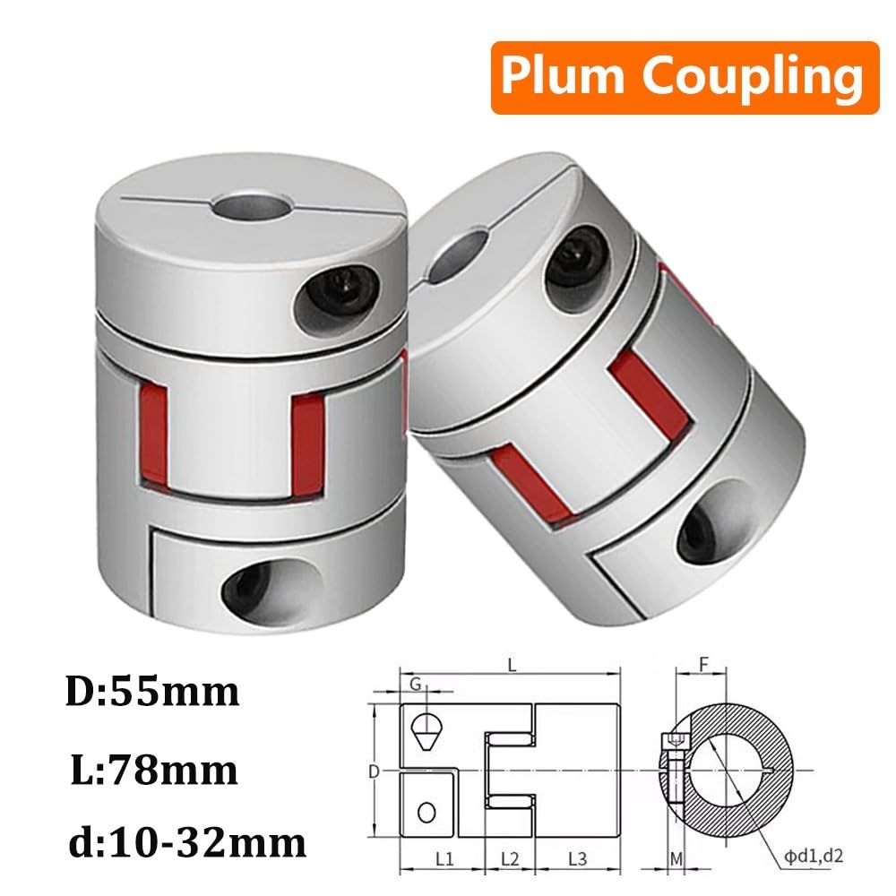 Acoplamiento de Abrazadera Flexible la Serie LM D55L78, tamaño Eje, Acoplamiento mordaza CNC 10 mm a 32, acoplamientos D55 L78 Cheerfully(12x12mm)