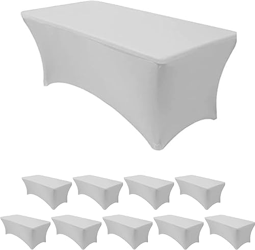 Miniatura 23 de Banquet Tables Pro Paquete de 2 manteles rectangulares plegables de elastano de 6 pies de ancho x 72 pulgadas de largo x 30 pulgadas de alto