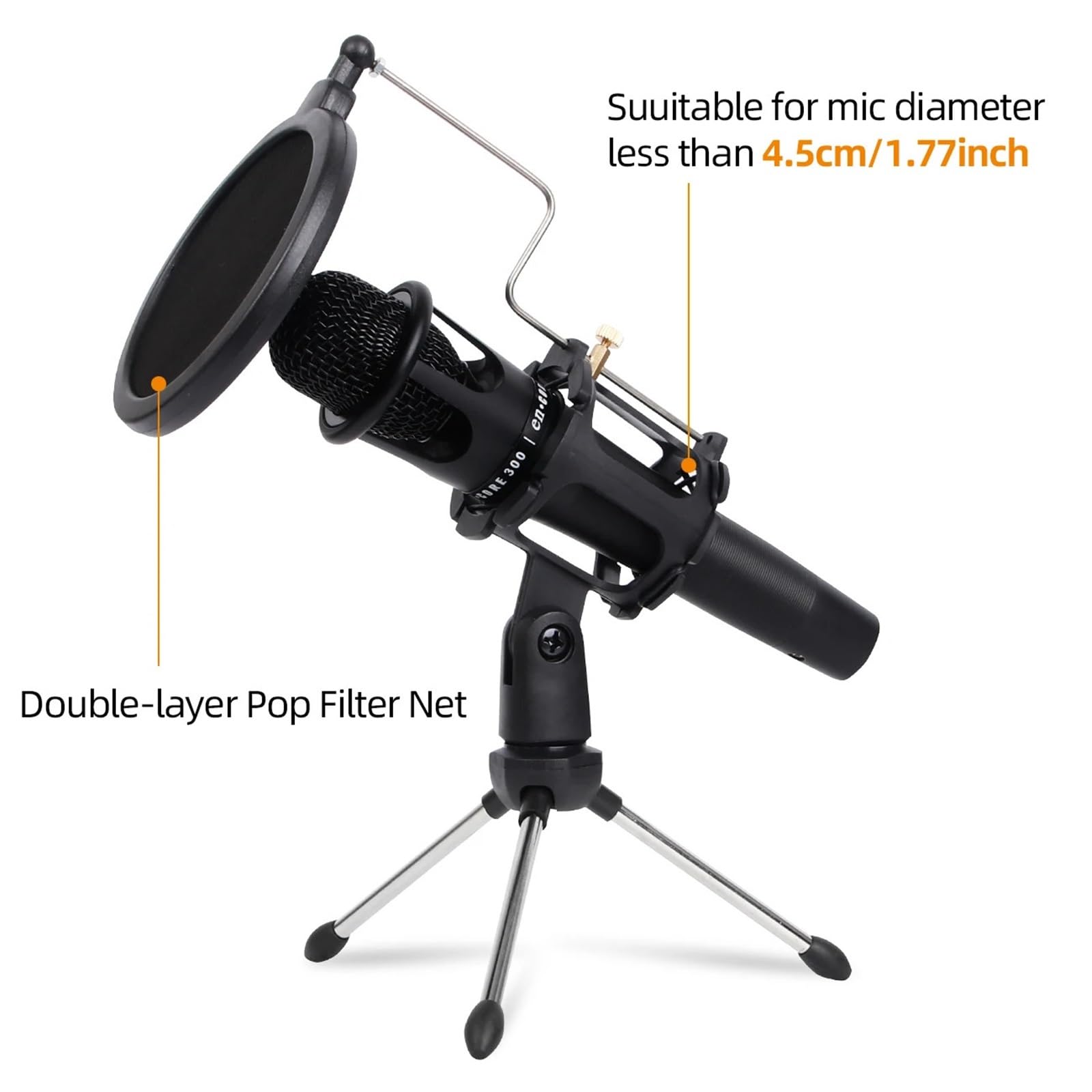 Mikrofonständer Tisch Verstellbarer Desktop-Stativständer Studio(Color1 2pcs)