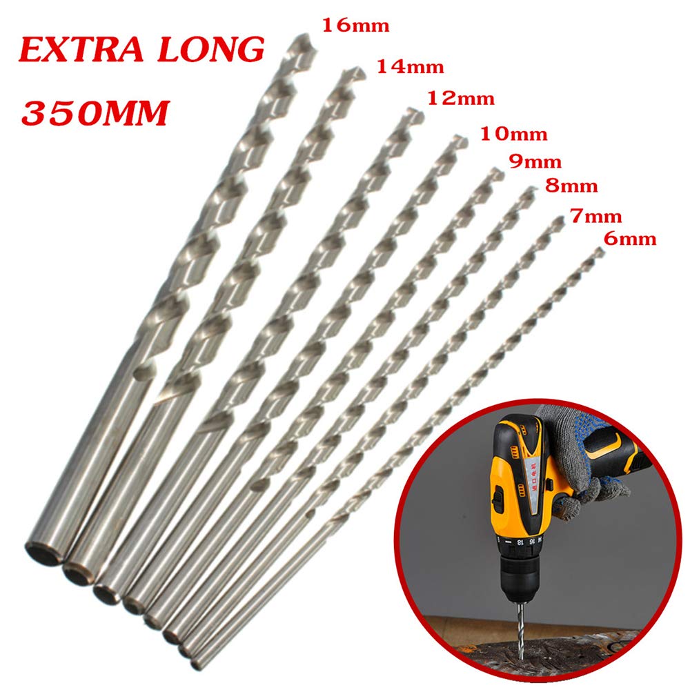 belupai Foret hélicoïdal HSS extra long de 350 mm de diamètre - Foret hélicoïdal à tige droite - 16 mm