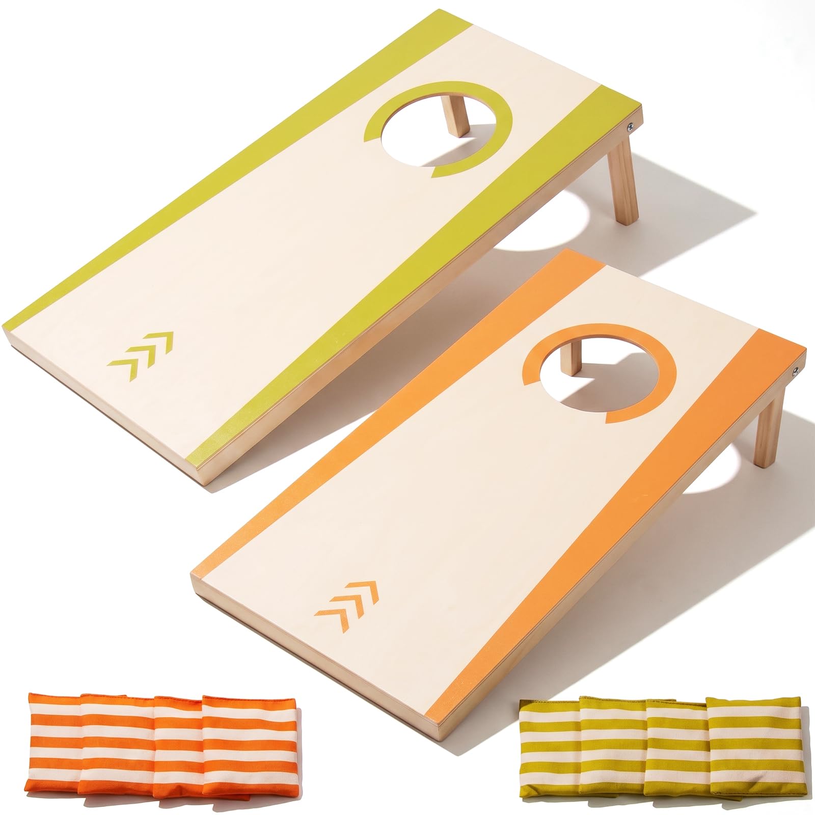 WOODENFUN Madera Cornhole Set 8 Sacos de Lanzamiento Portátil Exterior Juego para Niños 60 x 30 cm