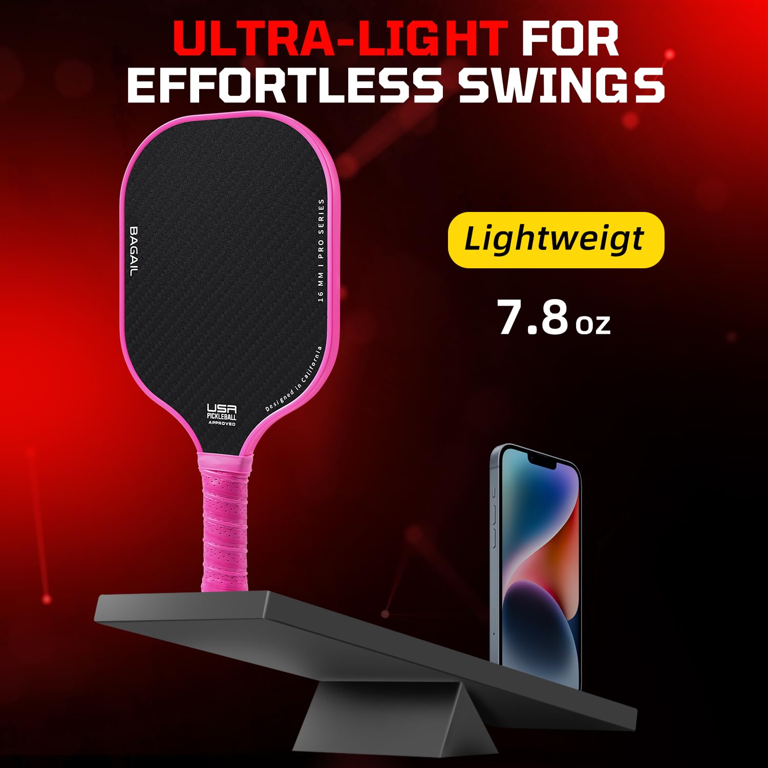 BAGAIL Juego de Paletas de Pickleball, Raquetas de Pickle Ball con 4 Pelotas de Pickleball, Ligeras, Alta Absorción de Impactos, Ergonómicas, Adecuadas para Juegos de Pelotas de Todos los Niveles — view 7
