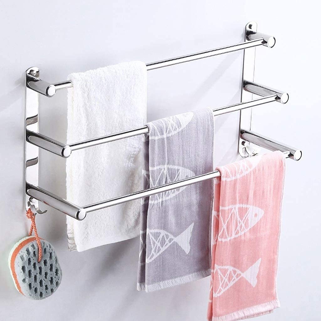 Toalleros Cromado Montado en la Pared Toallero para baño Barra de Cocina, Toallero Barra de toallero de múltiples Capas de Acero Inoxidable 304 Barra de Tres Capas (Tamaño : 50cm)