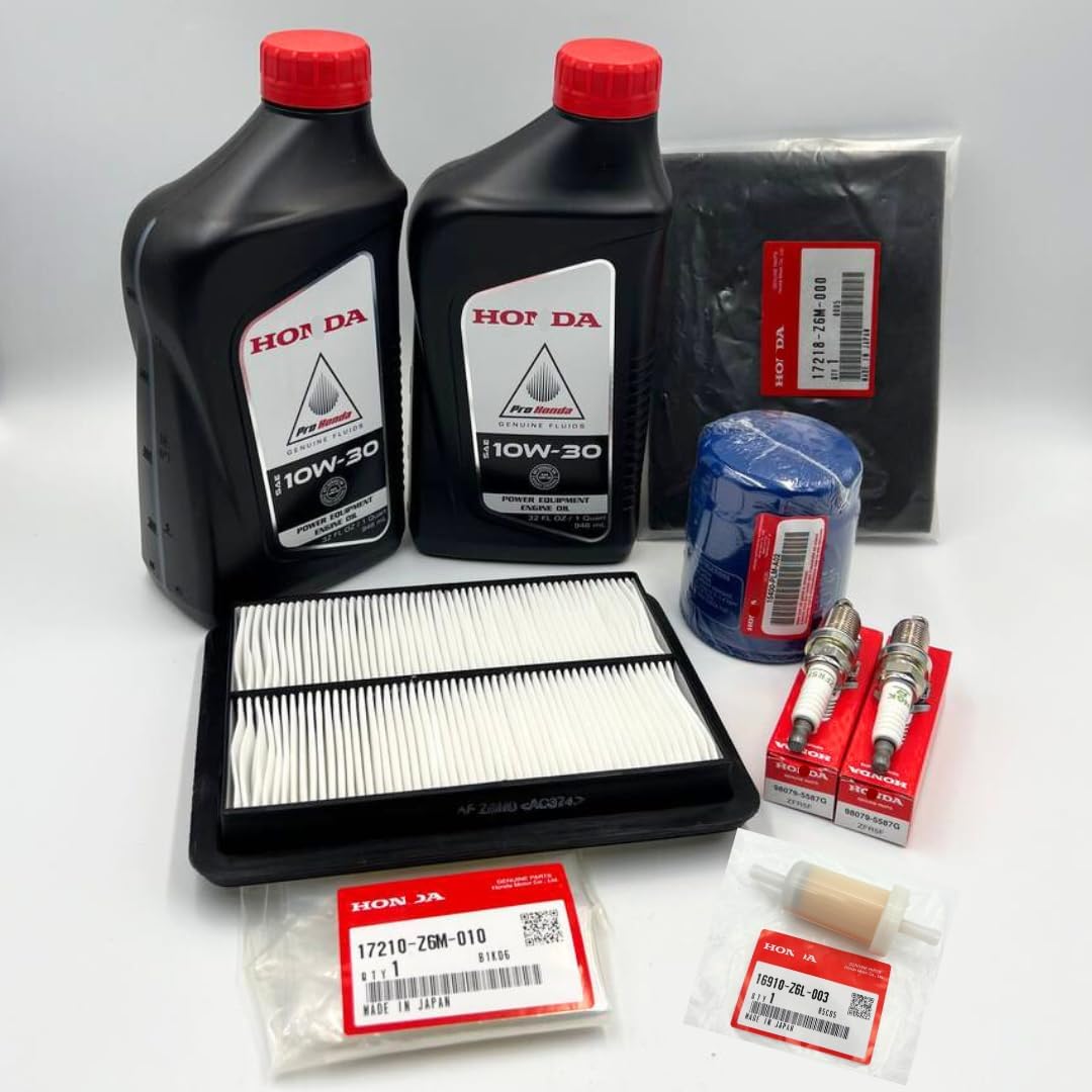 KINDZA Genuine Tune UP KIT for Honda GX630 GX660 GX690 with 2 PK Genuine Oil 08207-10W30,Genuine 15400-PLM-402 Oil Filter,Genuine AIR Filter 17210-Z6L-010, Fuel Filter 16910-Z6L-003 2 PK Spark Plugs