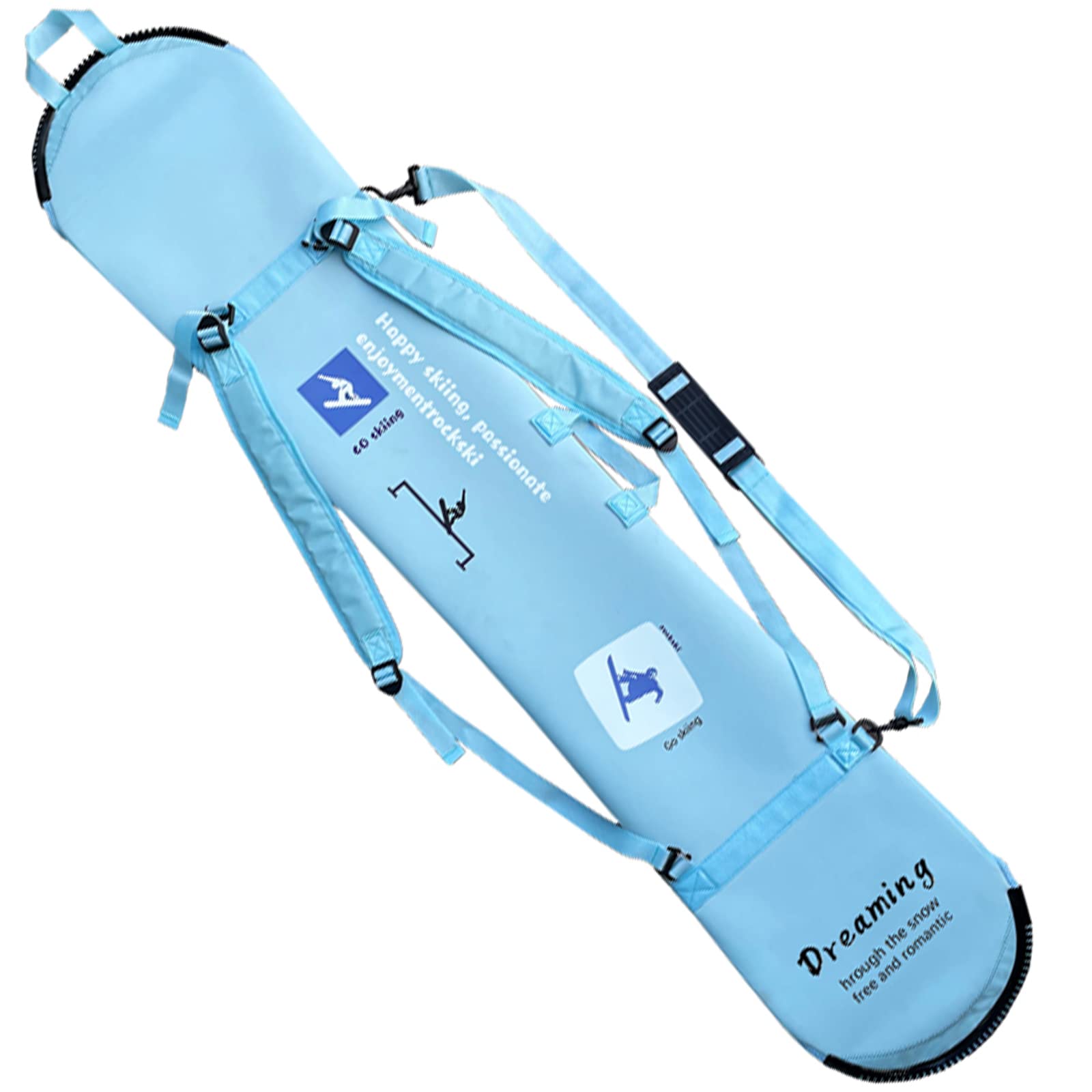 WEALTHY73 Portable All-Round Veneer Storage Bag Snowboard Bag Shoulder Shoulder Protective Cover Thick Wear-Resistant Non-Slip Waterproof,Blue,140CM