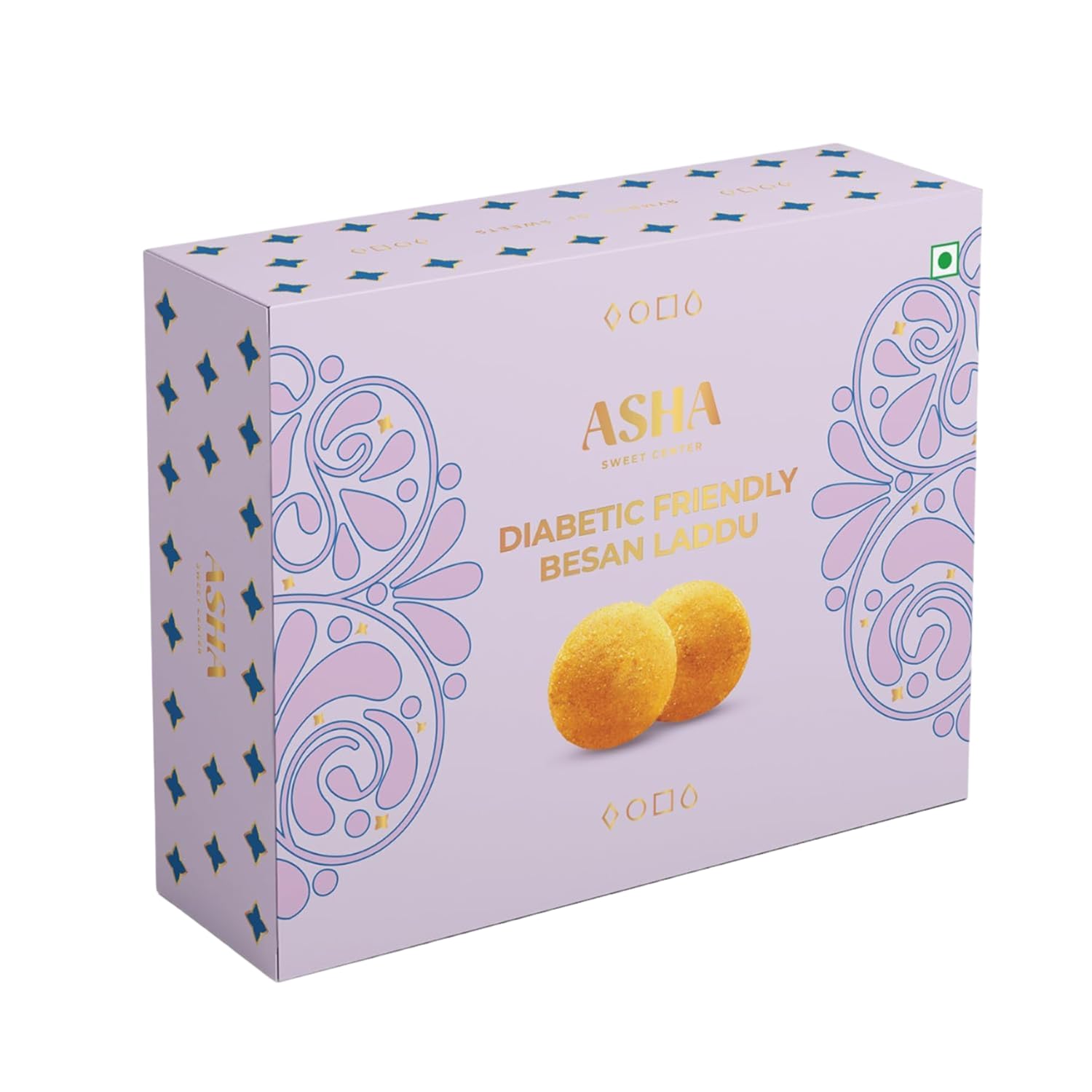 ASHA SWEETS Premium Handcrafted Diabetic Friendly Besan Laddo-250gm|Authentic Indian Dessert Made With Pure Ghee & Low GI Sugar|Exclusive Sweets Gift Box For Any Occasion & Celebration|Pack of 2