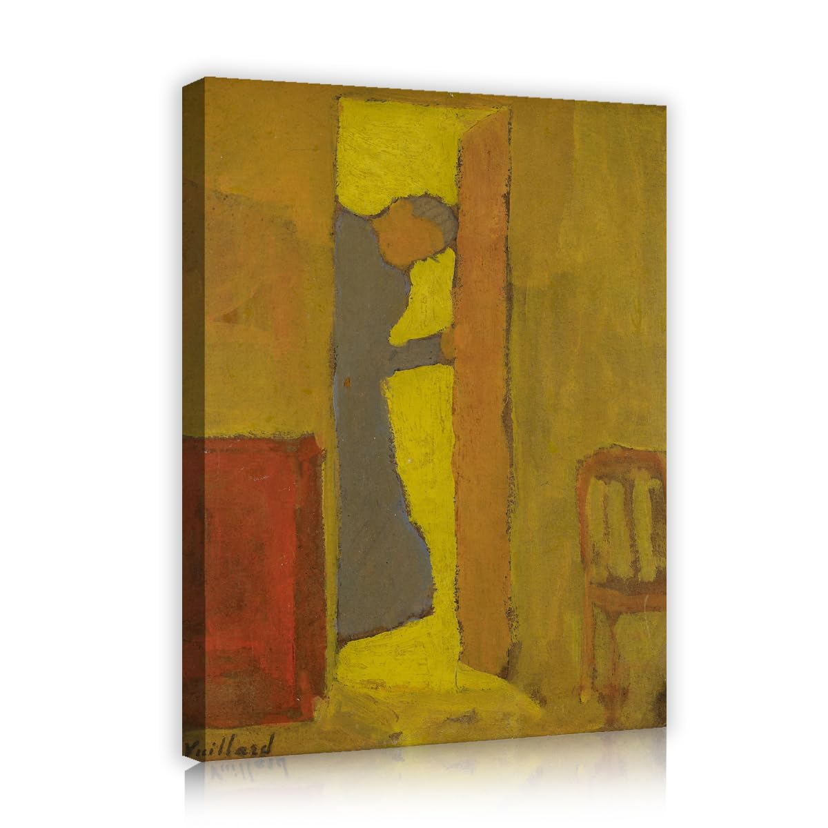 TOANGWALL Edouard Vuillard The Artists Mother Opening a Door Canvas Wall Art Cloakroom Post Impressionist Framed Poster for Lounge Bar Decor 85x100cm