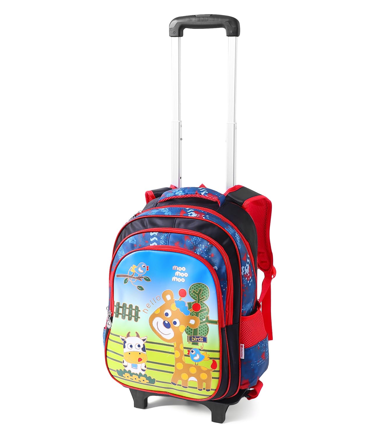 Premium Printed Trolley Backpack with Adjustable Handle for Kids, Multi-Pocket Travel Bag for 6+ Years Kid, Comfortable & Lightweight Shoulder Backpack for Children, 16.5 Inches (Animal)-image-10