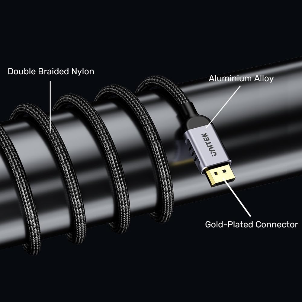 Unitek DisplayPort Kablo v2.1 16K Çözünürlük 3 Metre Gri C1626GY01-3M