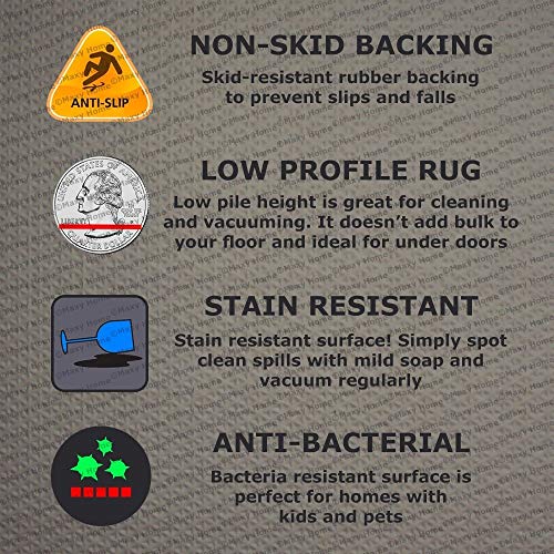 Rubber Backed Runner Rug, (5 Ft Runner) 60 In X 22 In , Brown Floral, Non Slip, Kitchen Rugs And Mats #TOP2