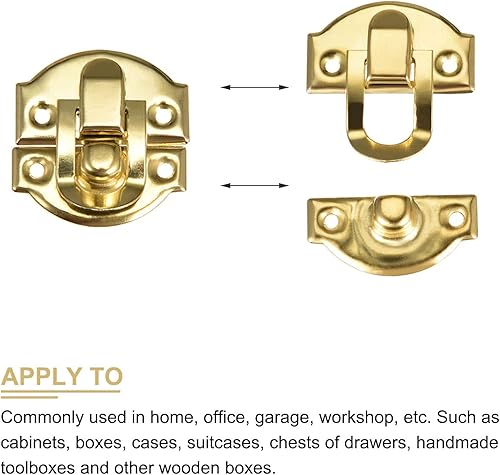 Miniatura 4 de METALLIXITY Cerradura de cierre de palanca (1.142 in x 1.063 in), 4 unidades, pestillos de cerrojo de hierro, para gabinetes, cajas, maletas, tono