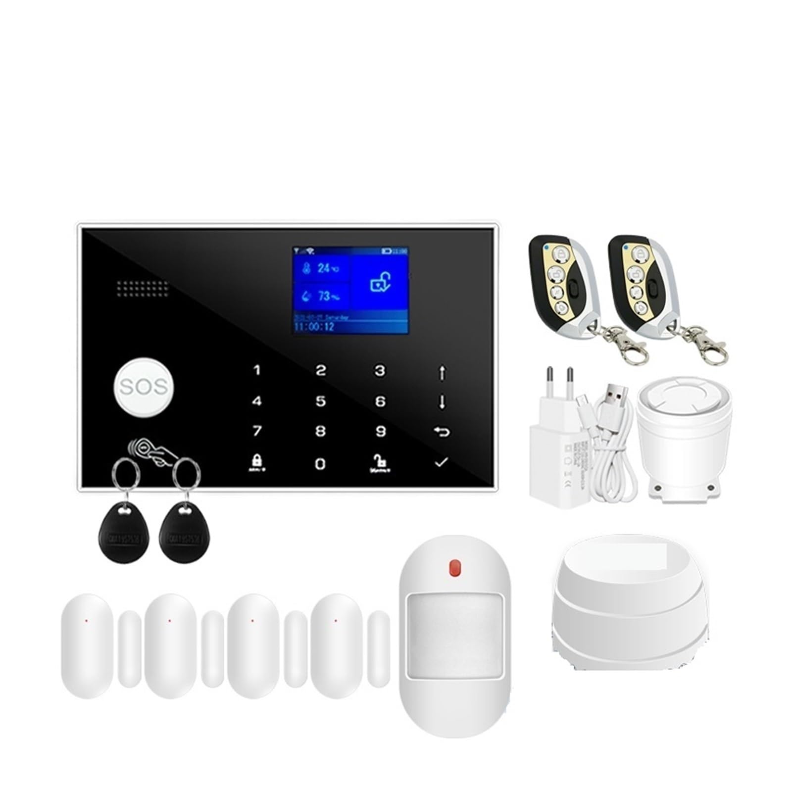 Sistema de alarma de seguridad para el hogar, De Alarma For El Hogar GSM, Seguridad Inteligente, Antirrobo, Teclado Táctil, Compatible Con Detector Inalámbrico De 433MHz, Sensor Con Cable para el hoga