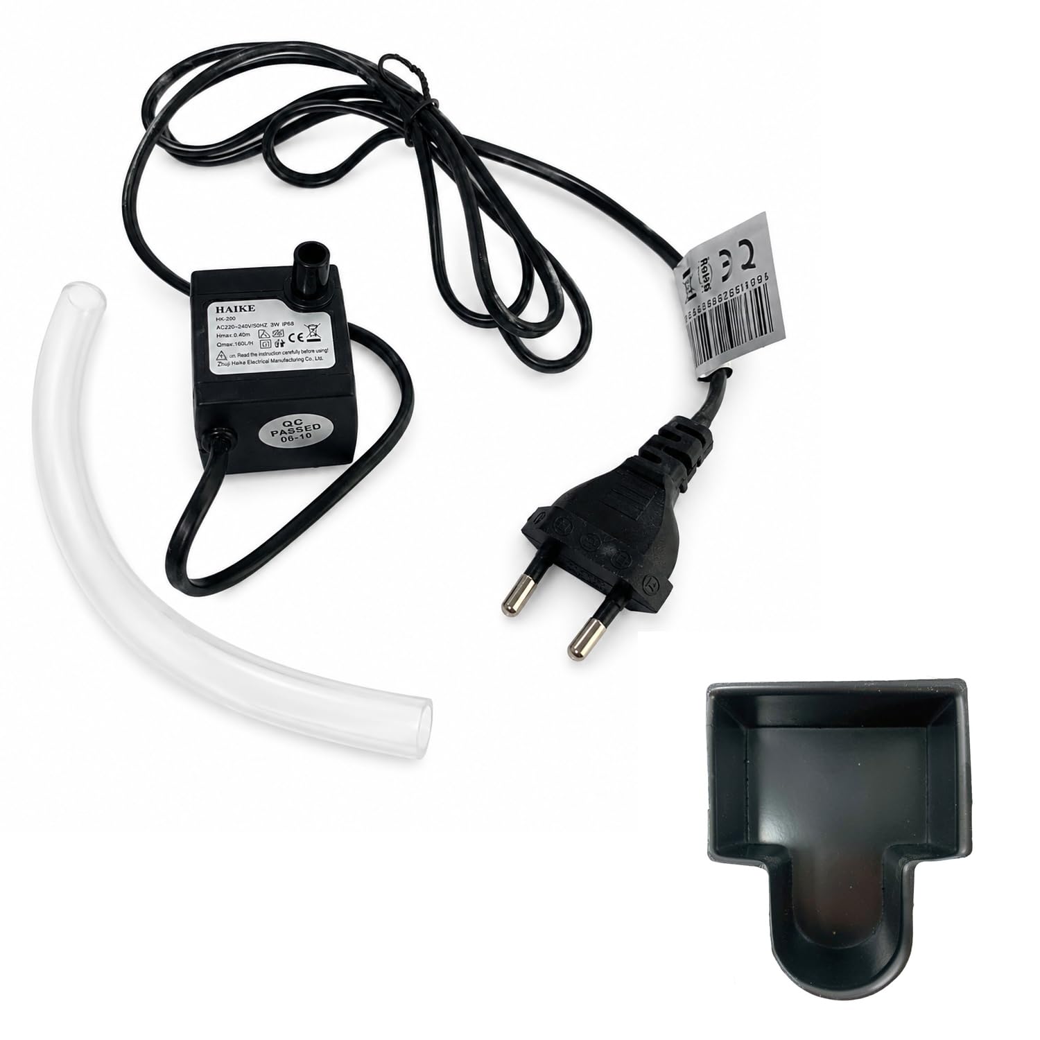 Kit Pompa 3 Watt + vaschetta per Riciclo Acqua Fontana Cascata Acquario Motorino Presepe