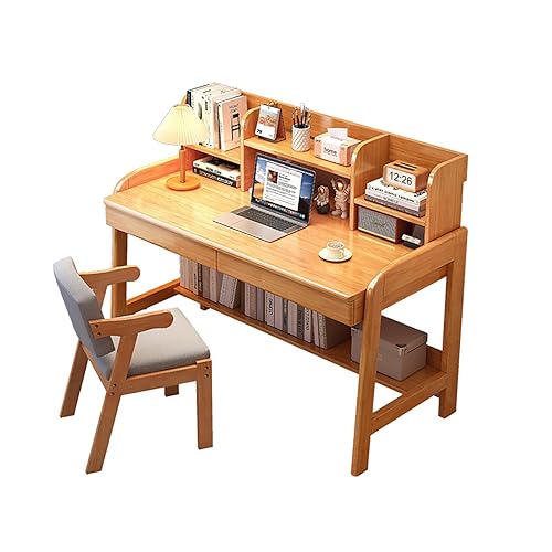 Solitar Soild Wood Computer Desk with Hutch,Home Office Desk Study