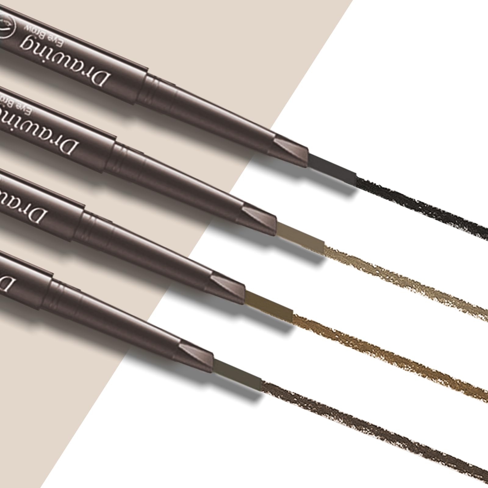 12 lápices de cejas 2 en 1 con punta y pincel con lápiz de cejas retráctil e impermeable para mujeres y principiantes (negro) 3
