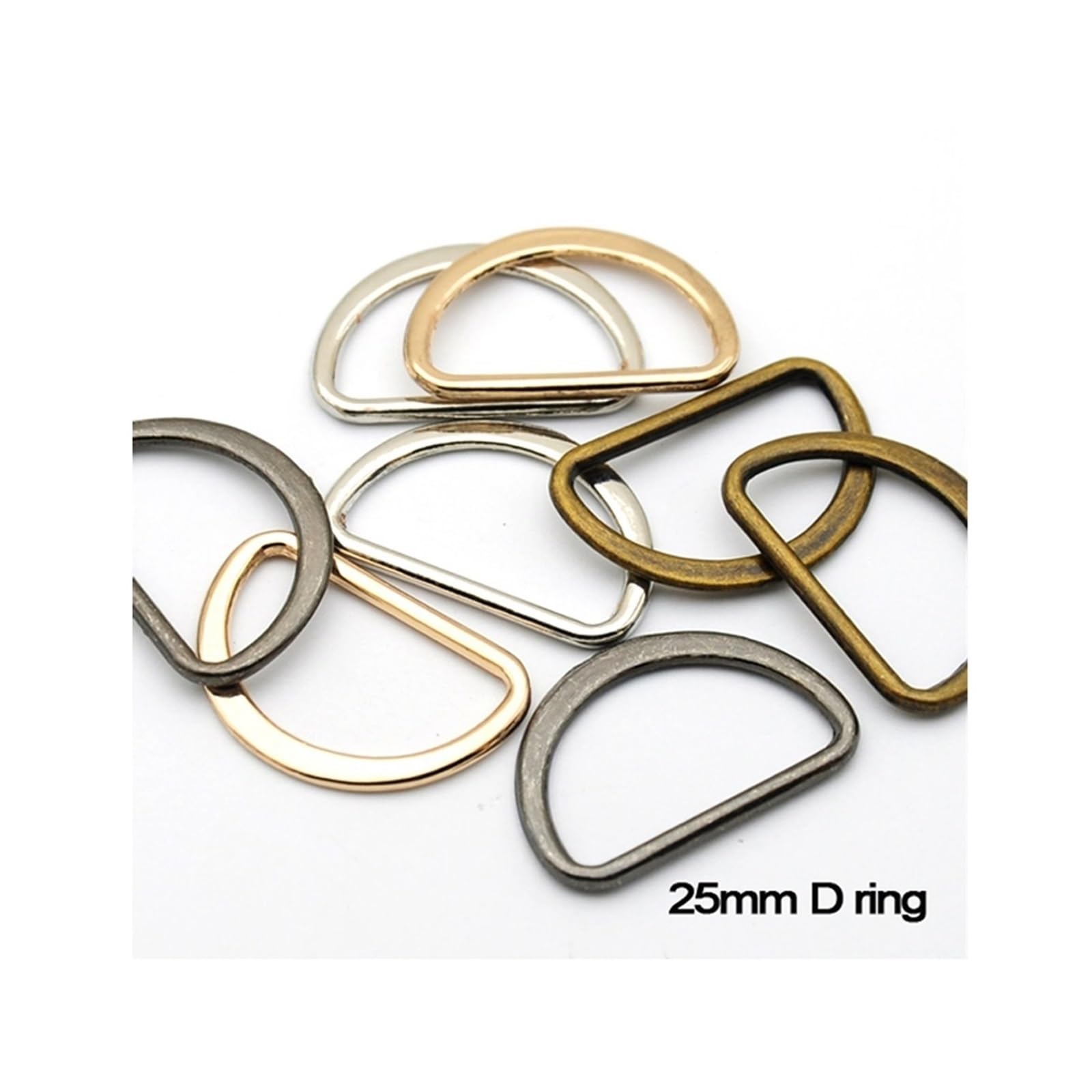 Wytrzymały szekla D, 60 sztuk/partia 1 Cal 25mm metalowe płaskie stop D pierścień regulowane klamry DIY akcesoria torba na buty pasek parciany(Antique Brass)