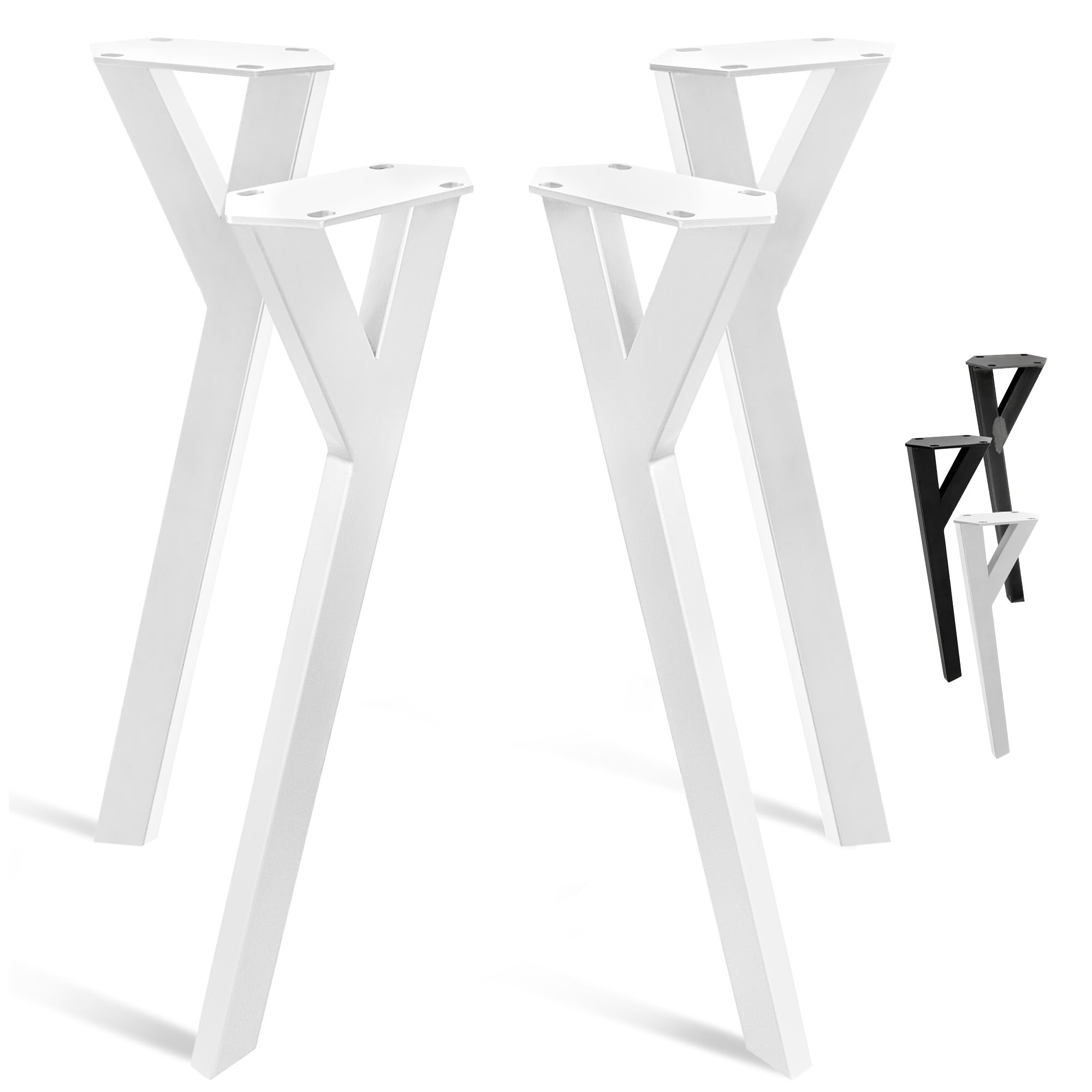 Natural Goods Berlin Juego de 4 patas de mesa Y Legs (blanco, 72 cm), patas para muebles de metal en forma de Y para tu próximo proyecto de bricolaje, resistente estructura de mesa para escritorios y