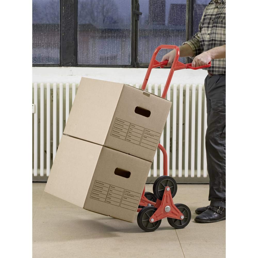 Meister Stufen-Sackkarre - 120 kg Tragkraft - 3x3 Treppensteiger - Klappbare Ladefläche - Höhenverstellbarer Griff mit extra Sicherheitsgriffen - aus Stahl / Handkarre / Transportkarre / 8985750