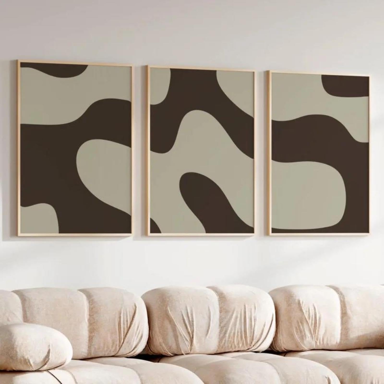 Yocheng 3pcs Brown Abstract Art Prints Abstract Poster Art Neutral Wall Living Room Decoration Brown Beige Wall Art 30x40cmx3 No Frame