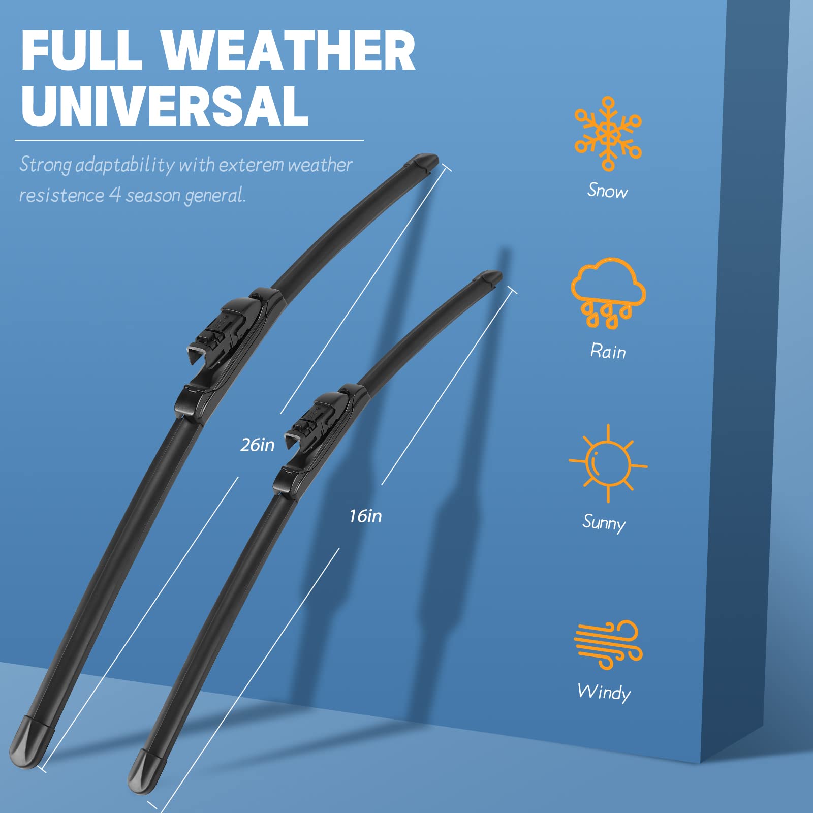 Windshield Wiper Blades, 26" + 16" Replacement for 2017-2021 Subaru Impreza Crosstrek - MIKKUPPA Front Wiper Replacement (Pack of 2)