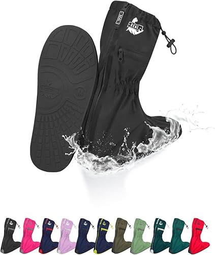 SEAL Fundas impermeables para zapatos, fundas reutilizables para zapatos de lluvia con suela antideslizante y cremalleras grandes, fundas