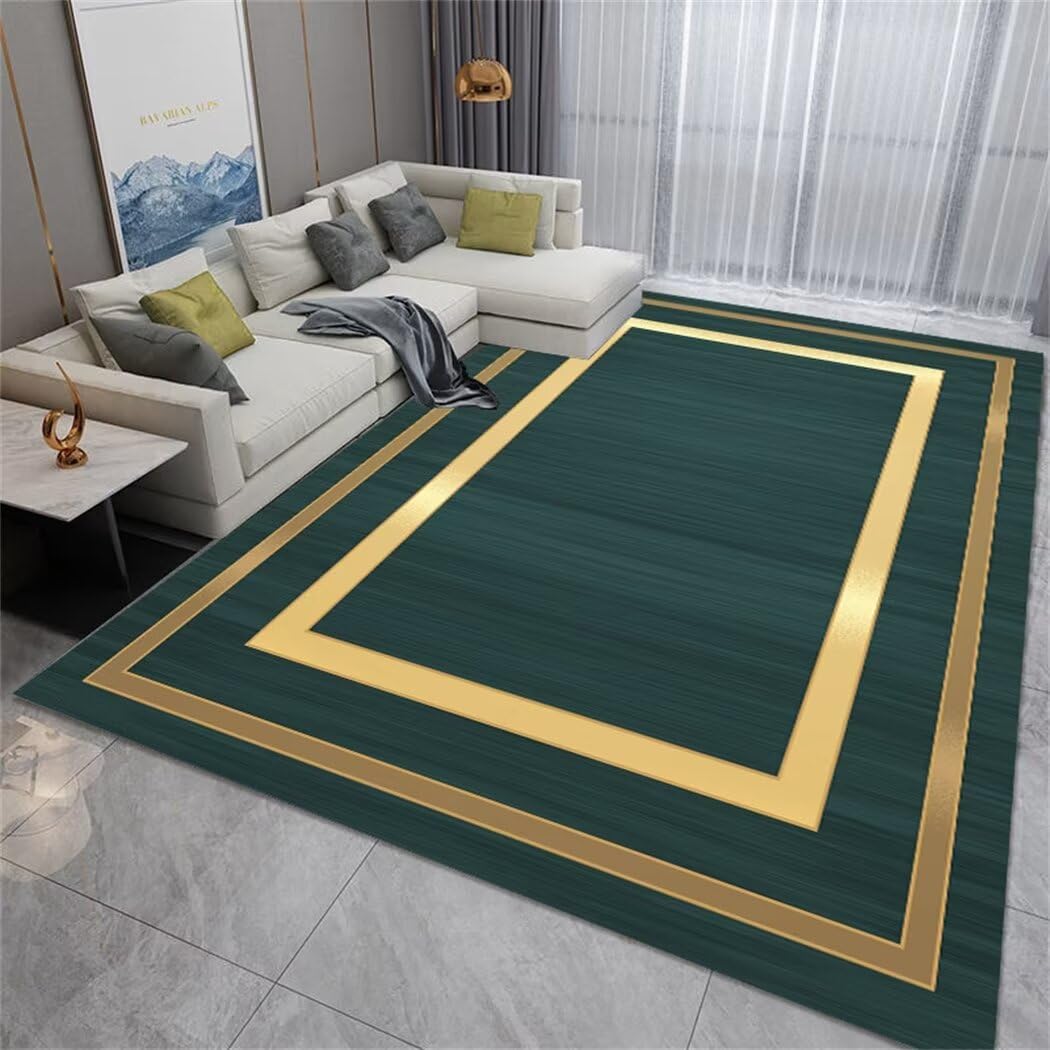 Tapis salle a manger turquoise et or moderne minimaliste de 160X200Cm