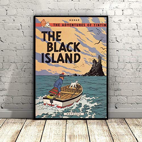 BBSJX Bilder,Poster,Plakate für Schlafzimmer Wände Jungen, die Abenteuer von Tim und Struppi Filmkunst Plakatmalerei für Wohnzimmer, Wandkunst Bilddruck -50X70Cm Cover