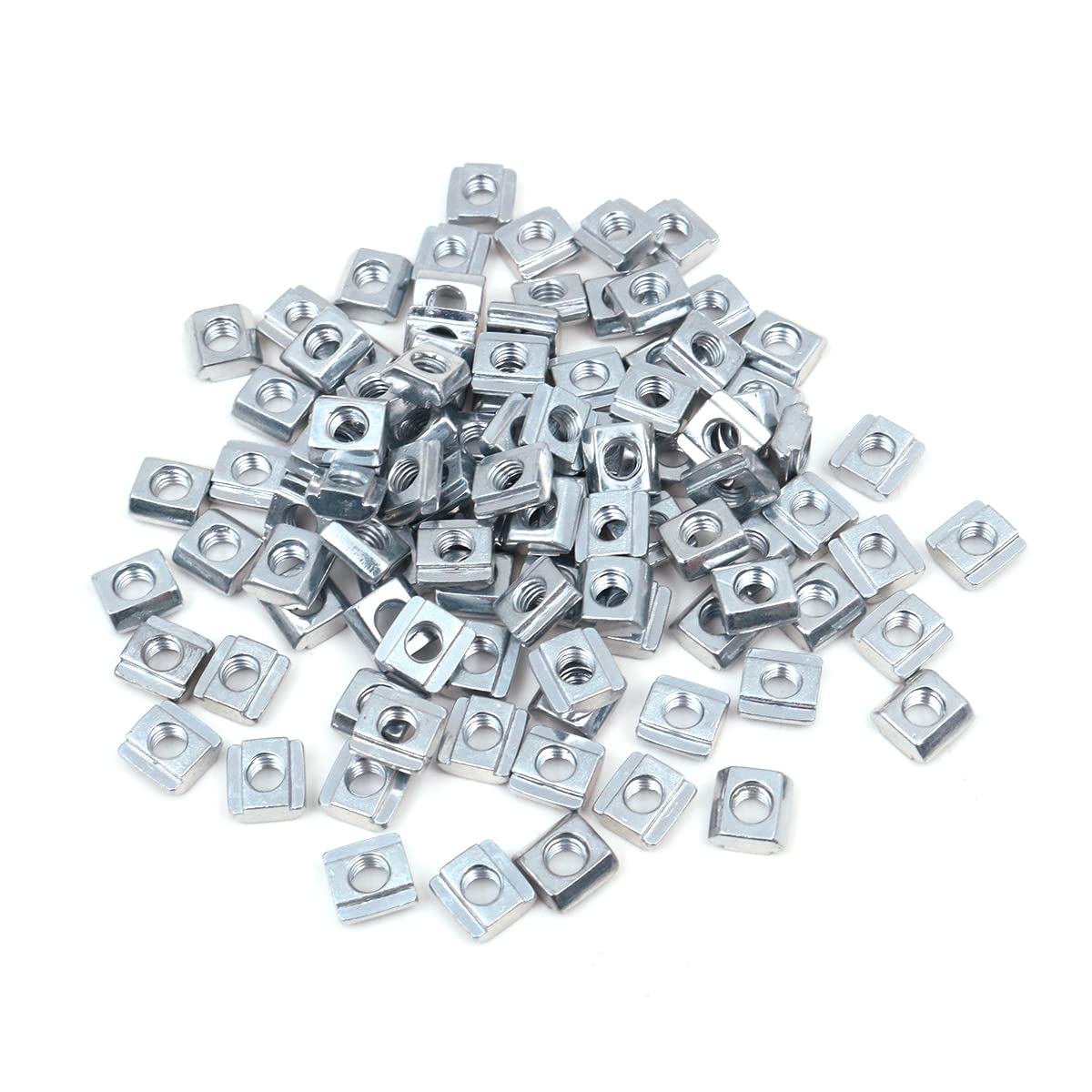 Wangcl 100Pcs Sliding T Slot Nut Zinc Plated Carbon Steel Nut Fastener For Aluminum Profile Square Slot Nut - Eu20-M5