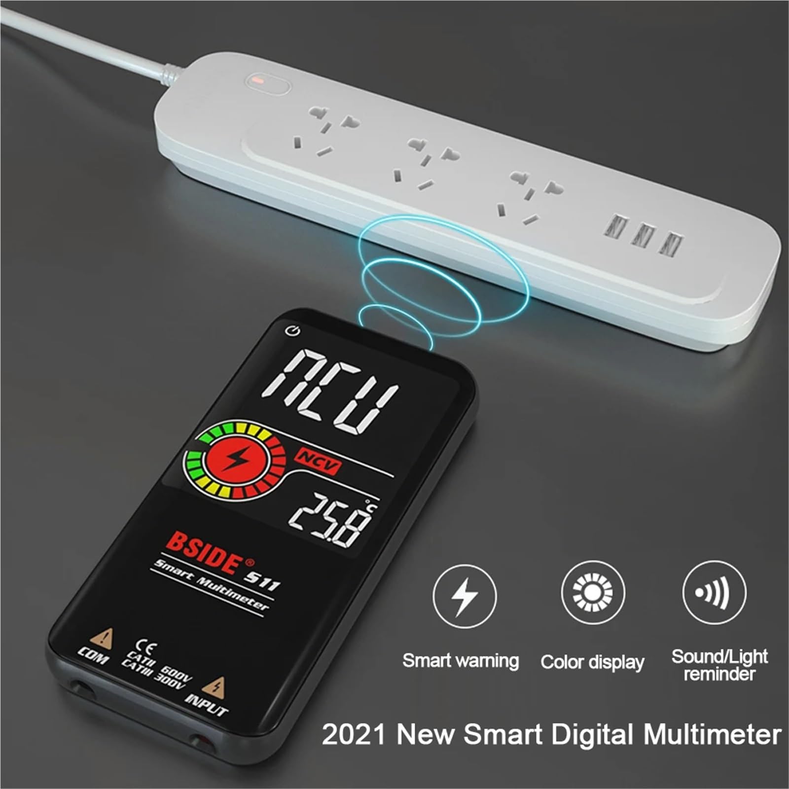 1 pz S10 / S11 / S20 Multimetro digitale intelligente Tensione CA Ohm Diodo NCV Hz Tester for cavi Display a colori(S10 Red AAA)