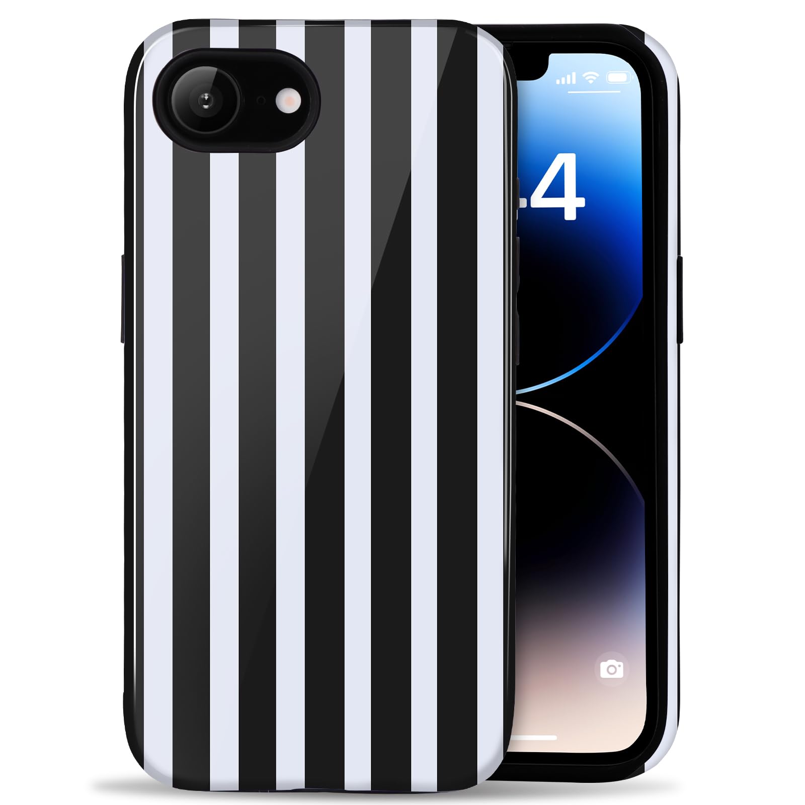 Amzfield Compatible with iPhone 16e/17e Case Cute Striped Aesthetic for Women Girls Simple Chic Girly Dual Layer Hybrid Protection Elegant Case for