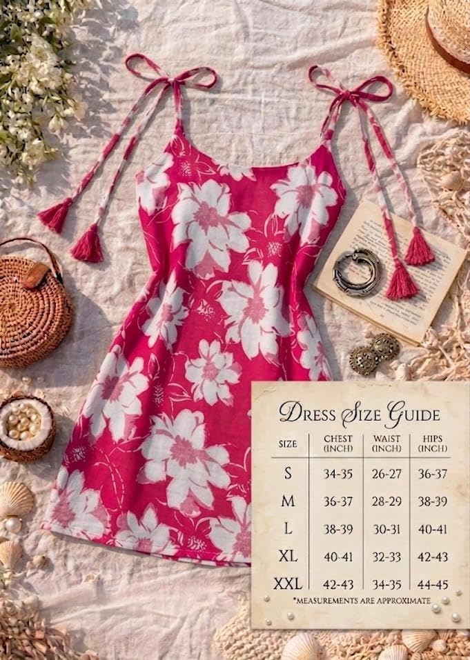 Image of Women's Cotton Floral Printed Short Kurti - Sleeveless Tie-Up Shoulder Casual Summer Tunic Top - Soft & Breathable Floral Kurti