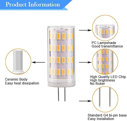 Miniatura 2 de Bombilla LED G4 de 12 V 5 W, G4 T3 JC Bi-Pin Base Foco Lámparas de Foco Equivalente a Bombilla Halógena de 40 W, CACC 12V V Voltaje Bajo Voltaje