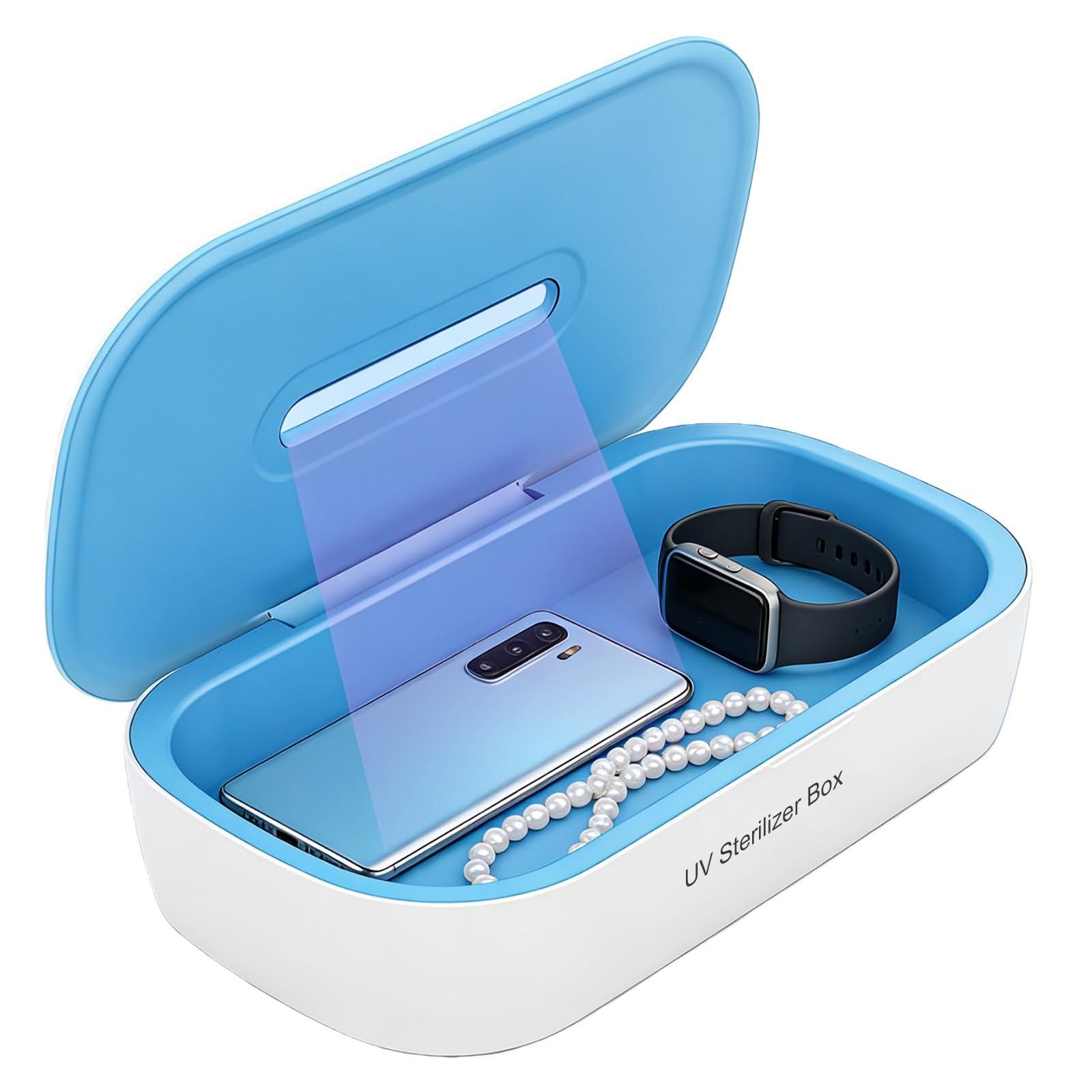 Tragbare Doppelschichtige UV Lampe Sterilisator, Professionelle UV Nagel Tool Sterilisator Box, LED Desinfektion Gerät Desinfektionsgerät, Desinfektionsbox für Maniküre Werkzeuge und Nagelsalons,weiß