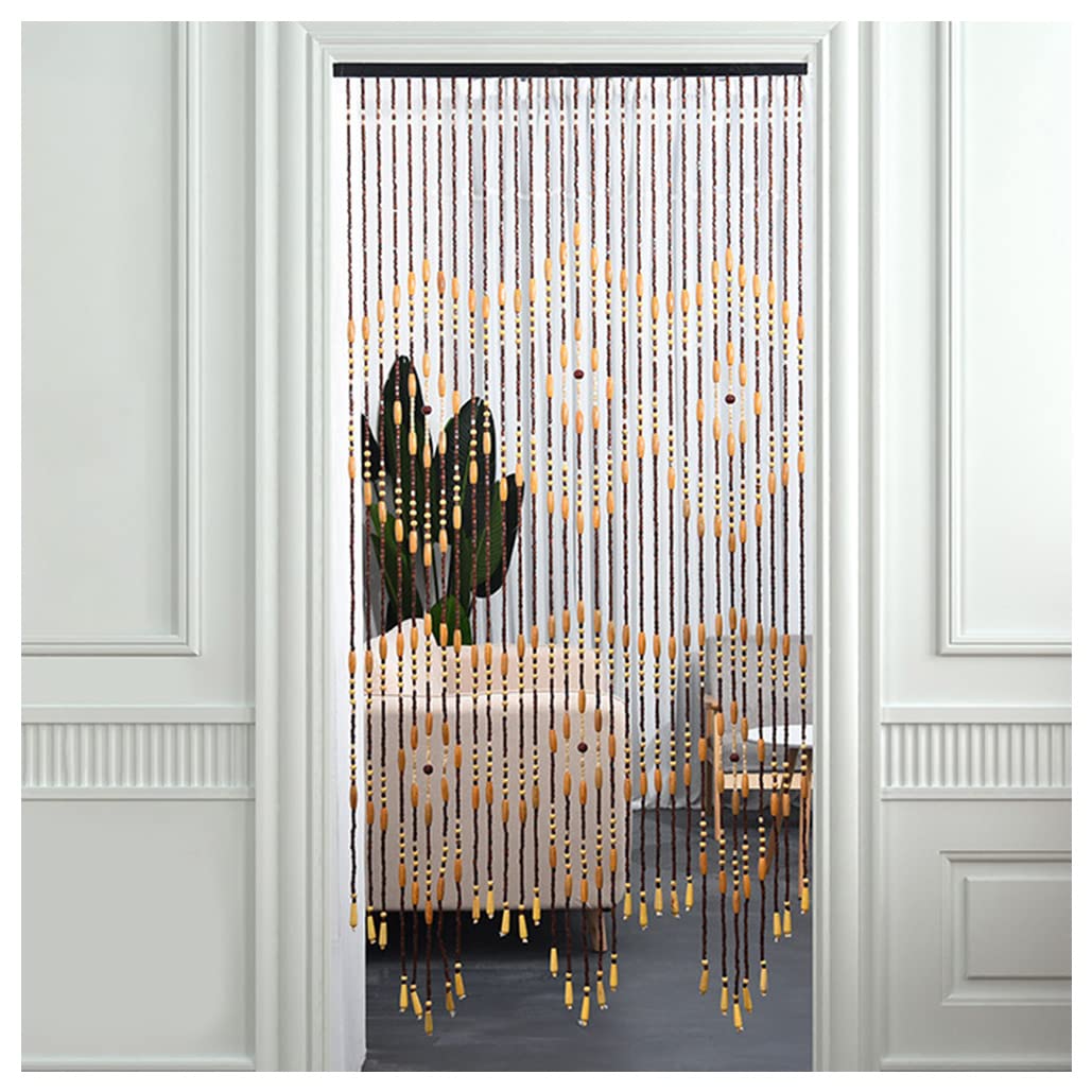 Rideaux de perles en bois de porte pour créer une séparation de pièce bohème