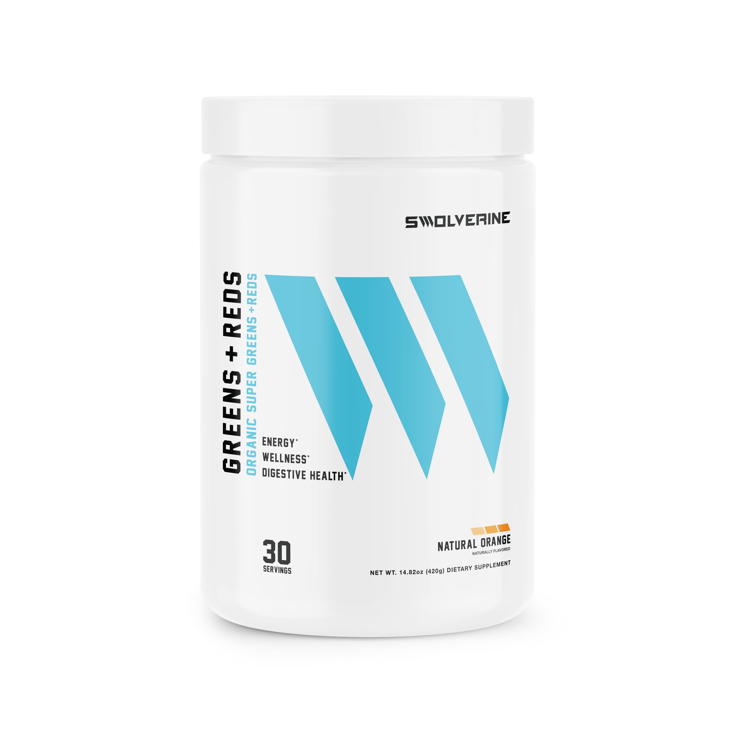 Greens & Reds | Super Greens and Reds Powder with Spirulina, Chlorella, Wheat Grass, Pomegranate, Beet Root, Turmeric, Natural Orange Flavor (30 Servings)
