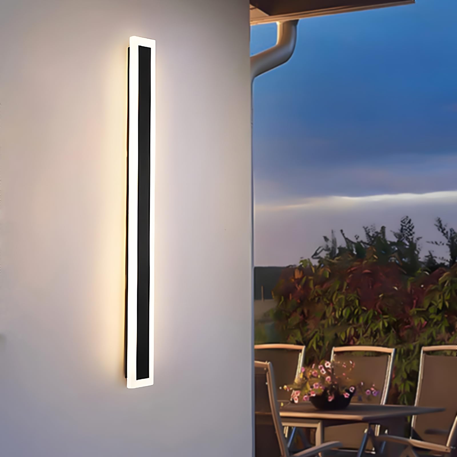 Aplique Pared Exterior LED,21W/100CM Lampara Impermeable IP65 | Blanco Natural 4000K,Apliques Pared Exterior para Escaleras Pasillos Balcón Patio Jardín Balcón,110-240V,Negro