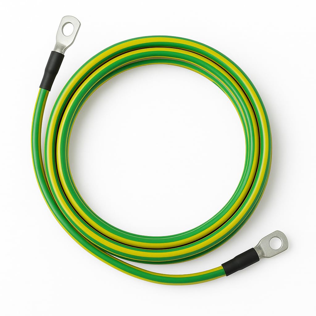 Erdungskabel 16mm² M8/M10 für Baustromverteiler flexibel feindrähtig Erdungsleitung H07V-K grün gelb Kreuzerder Staberder Baustromkasten (500 cm)