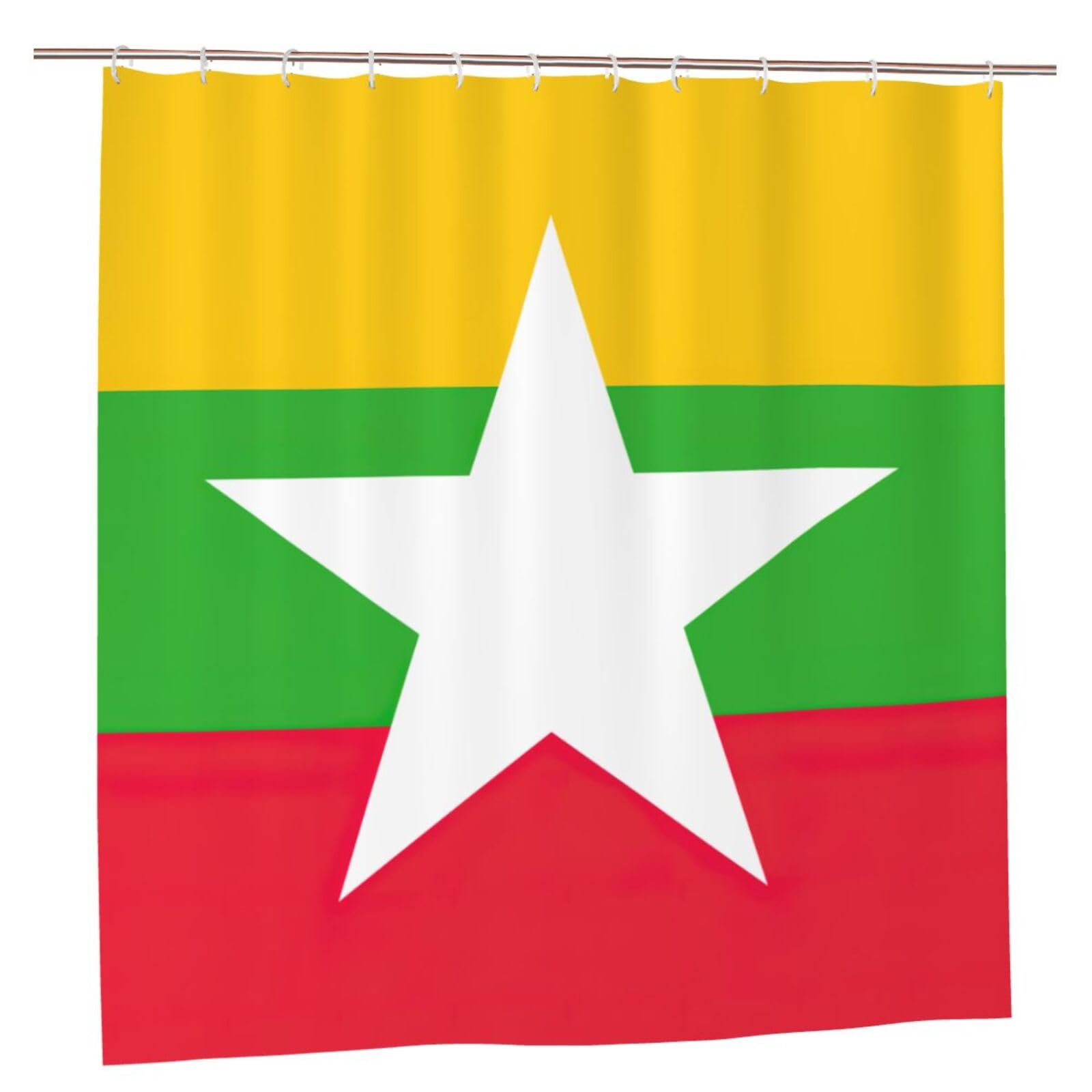 Rideau de douche Myanmar 183x183 cm en polyester avec 12 œillets