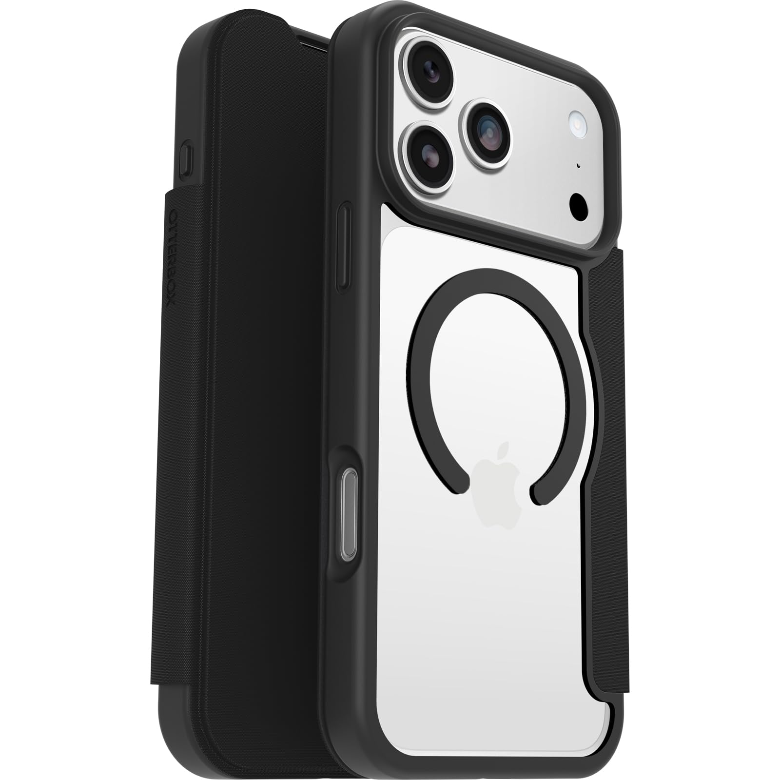 OtterBox React Series Folio MagSafe Case for iPhone 17 Pro Max, Shockproof, Drop proof, Protective Folio with Card Holder, Tested to Military Standard, Clear/Black