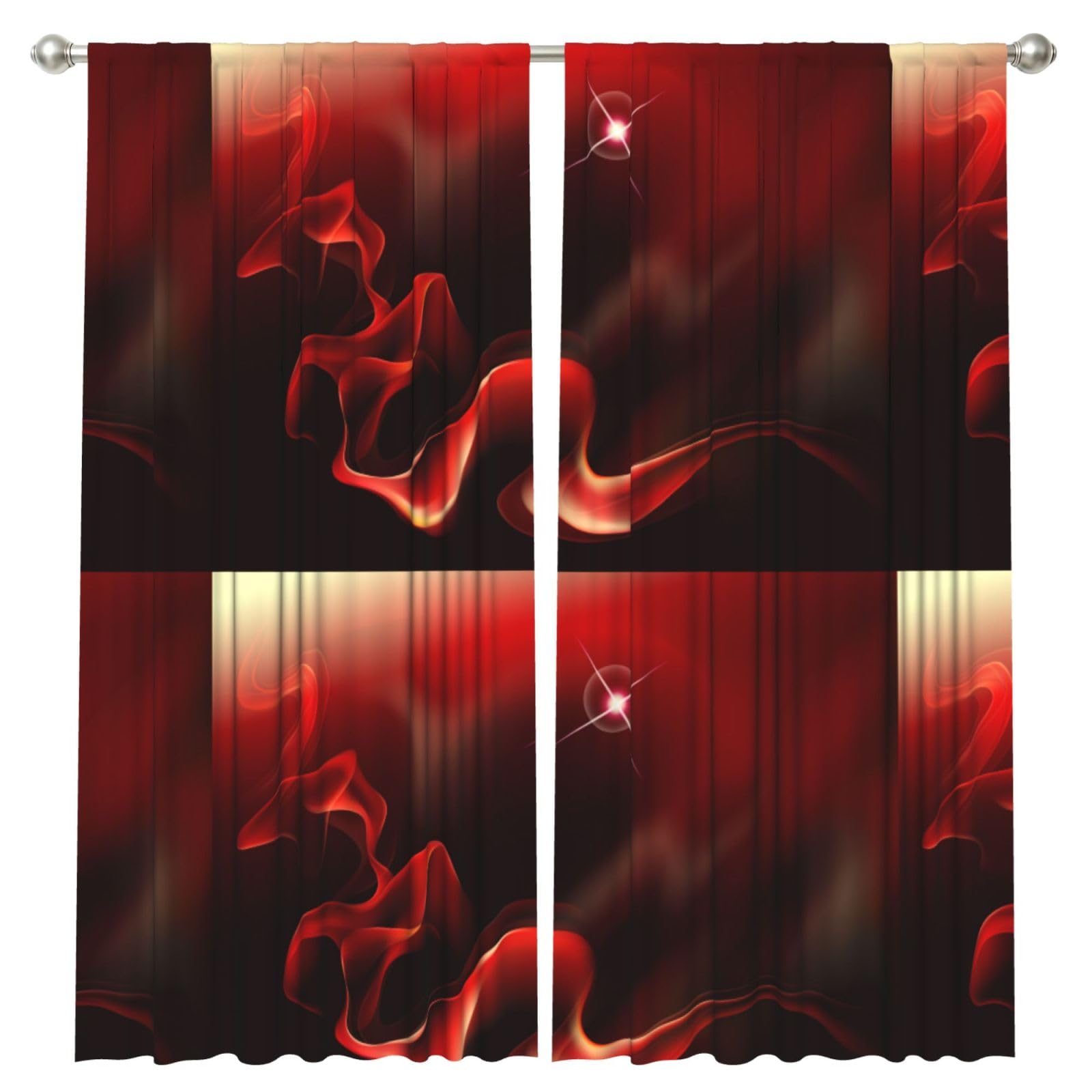InOmak Red Flame Printed, 2 Panels Window Curtains 52 x 84 Inch Blackout Curtains for Living Room Bedroom