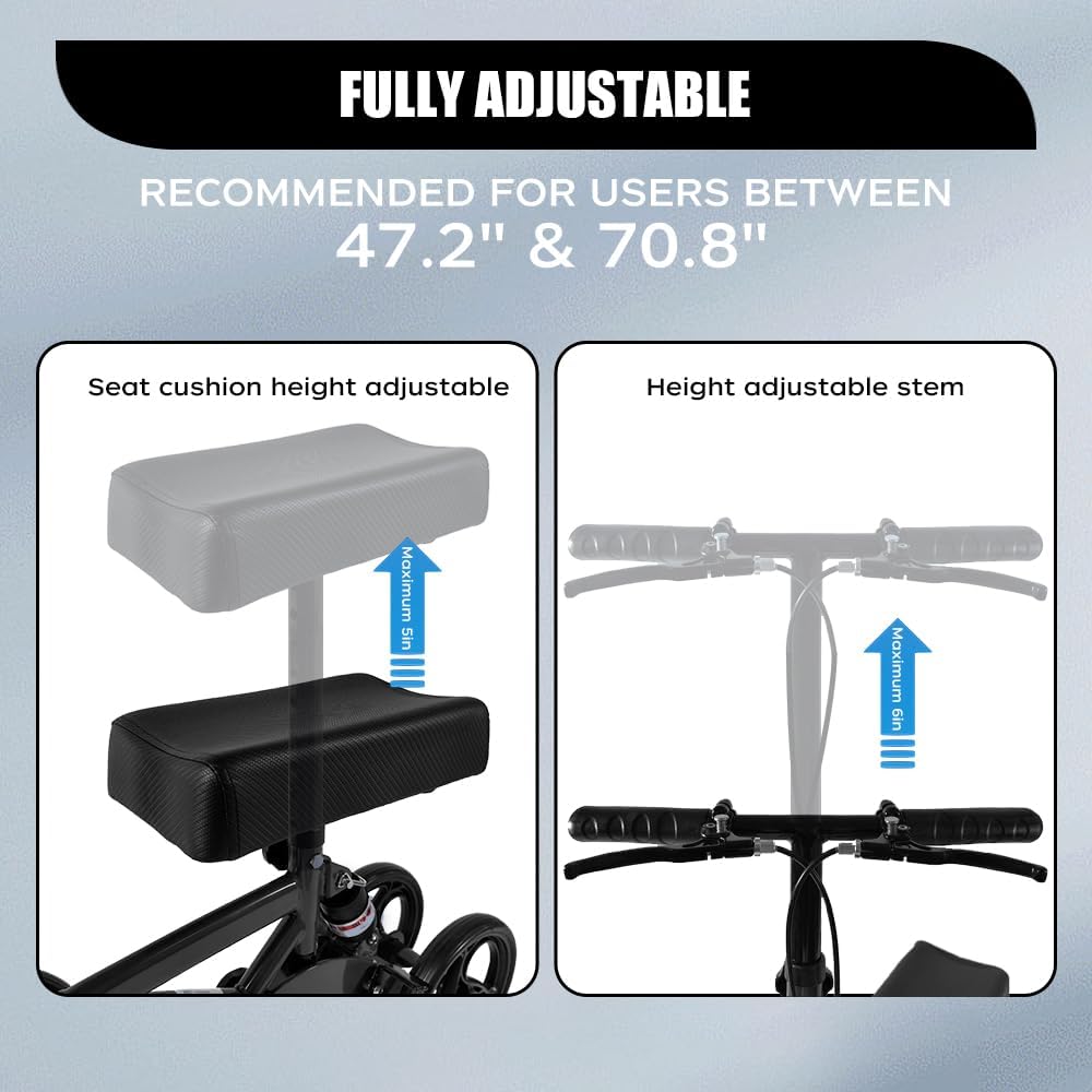 Knee Scooter,Economical Foldable Steerable Knee Walker,for Adults Foot Surgery,Injured Ankle Recovery Scoote