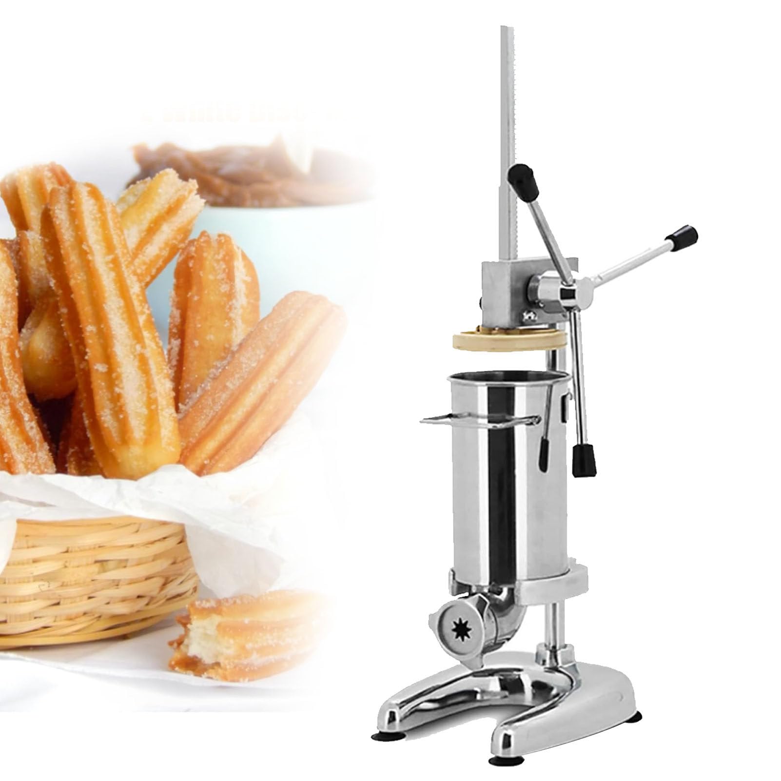 YXZYFPP Commercial Vertical Churros Filling Machine, Heavy Duty Stainless Steel Manual Churro Maker for Snack Equipment