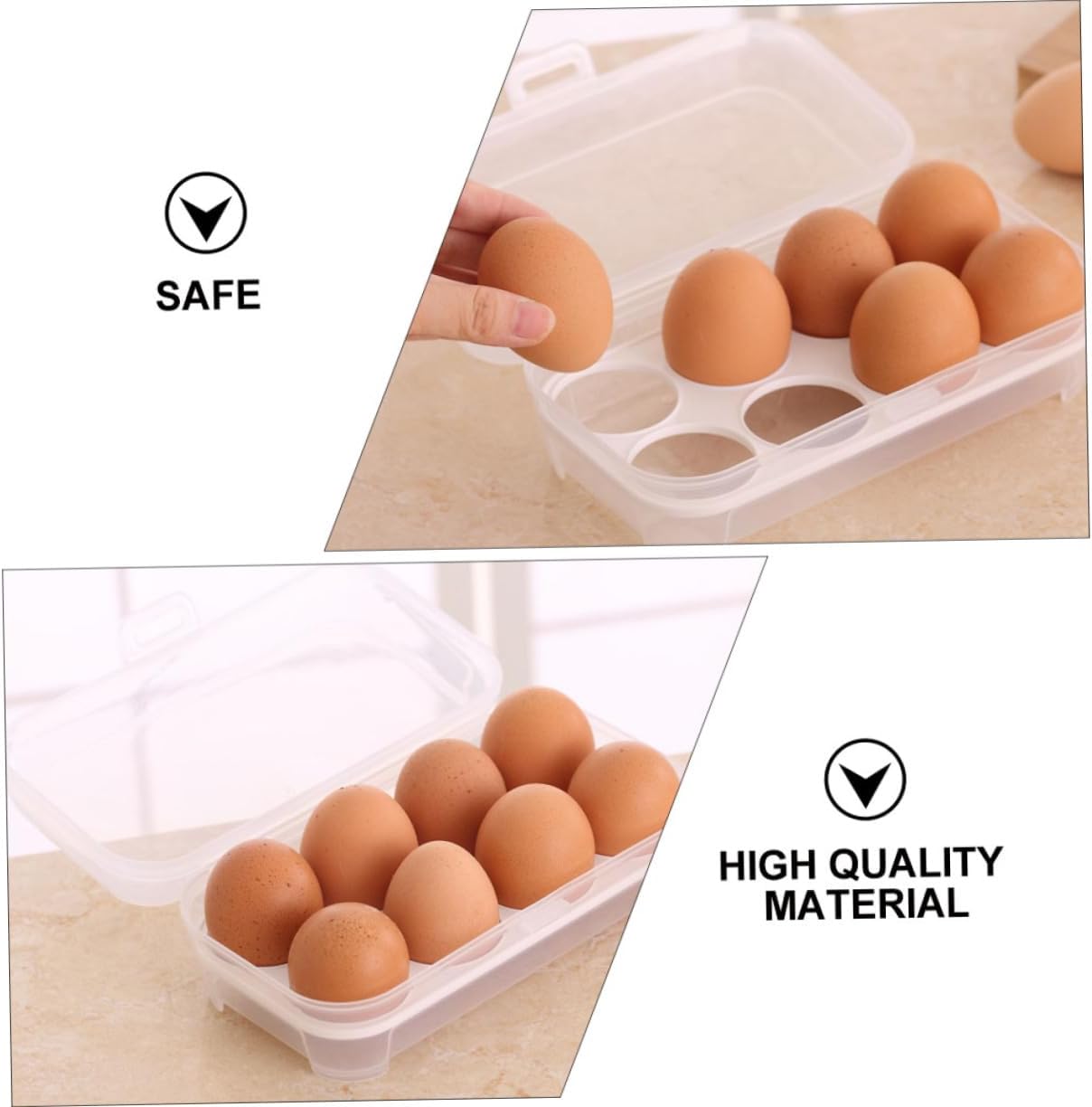 Refrigerator Egg Holder 2pcs 8 Egg Storage Box Holder for Refrigerator Plastic Cartons Protective Holder Plastic Box Refrigerator Trays Container Pp Portable