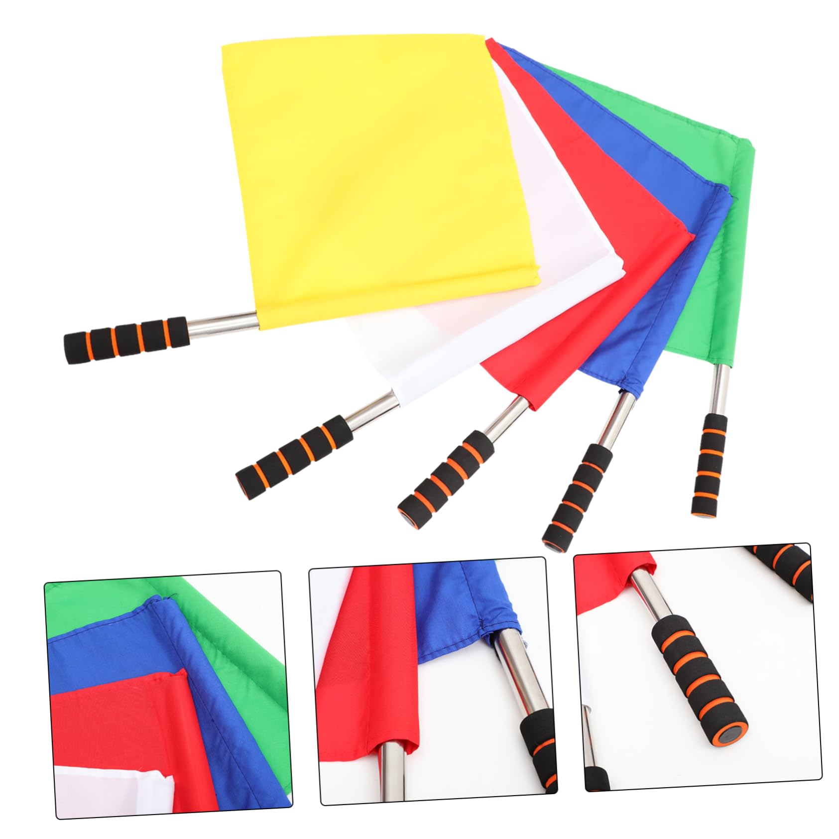 Yardwe 10pcs Soccer Football Referee Corner Flags Set Handheld Signal Flags for Match Green Yellow Red White Blue Sports Equipment
