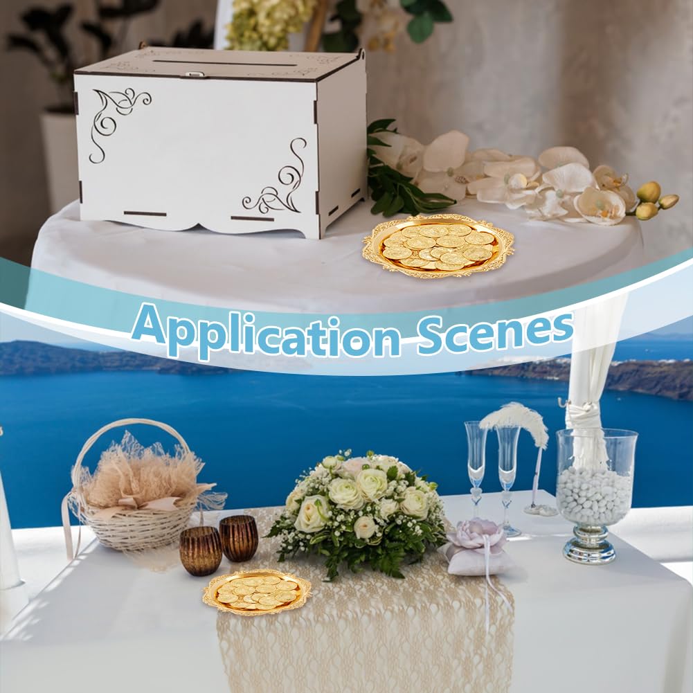 Juego de 2 monedas de unidad de boda con 26 monedas de aleación dorada para boda, Arras para Boda Católica, juego de monedas grandes con caja de exhibición redonda de 106 mm para ceremonia