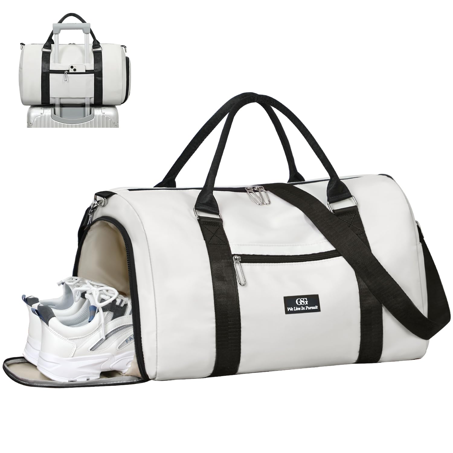 GSG SINCE 1998 Sports Gym Bag Womens Travel Bag with Shoes Compartment & Wet Pocket, Weekend Overnight Duffle Hospital Bag Carry On Holdall for Travel Swimming
