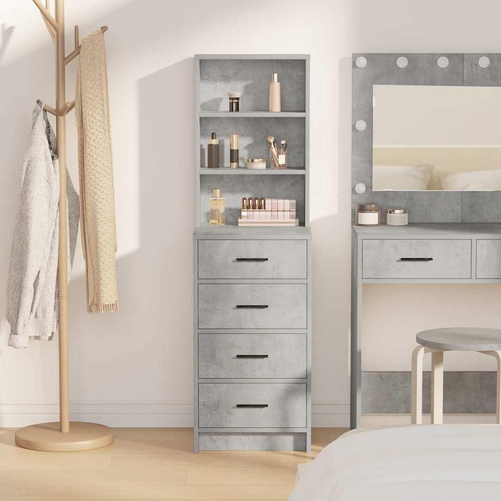 Mobiletto alto grigio cemento, 40 x 41 x 135 cm, comò con 4