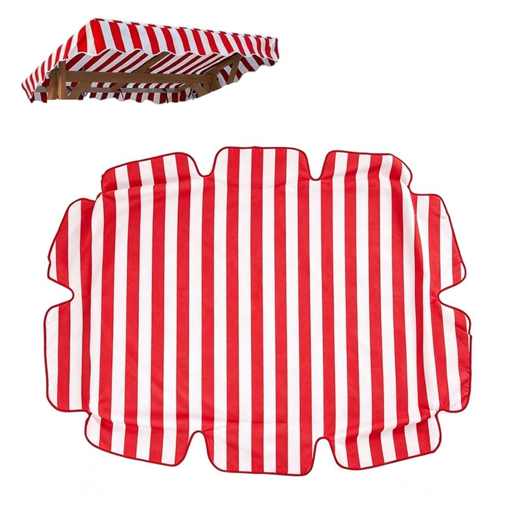 Toit De Rechange pour Balancelle De Jardin Rayures 142x120cm 190x132cm Toit De Balançoire pour Balancelle Extérieur Canopée pour Balancelle Remplacement(Red,77x49in-195x125cm)