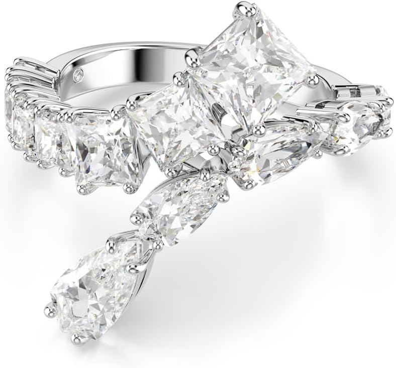 Matrix Ring, Mixed Cuts, Clear, Rhodium Finish