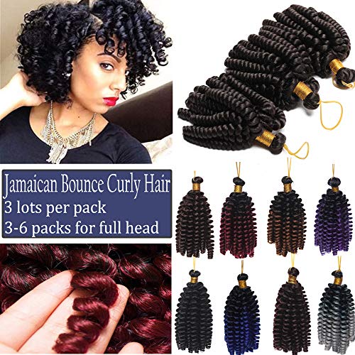 6" Curly Jumpy Wand Crochet Hair Braid Extensions Jamaican Bounce Synthetic Hair Spring Curl Braiding Hairpiece Twist Natural Black